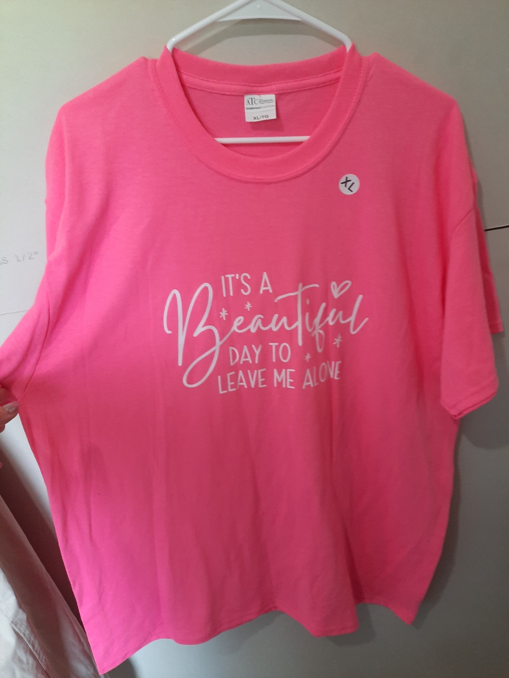 TC Hot Pink Short Sleeve Tee with White Script Slogan - Picture 5 of 5